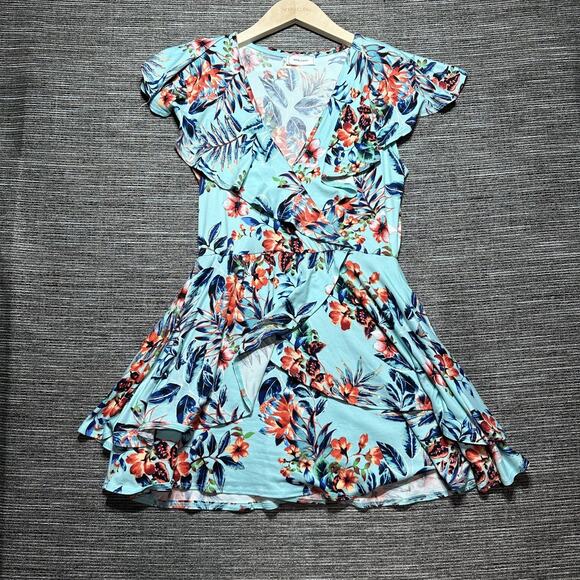 Kayla's Armoire Dress Women's L Blue Floral Summer KD1169 - Picture 1 of 11